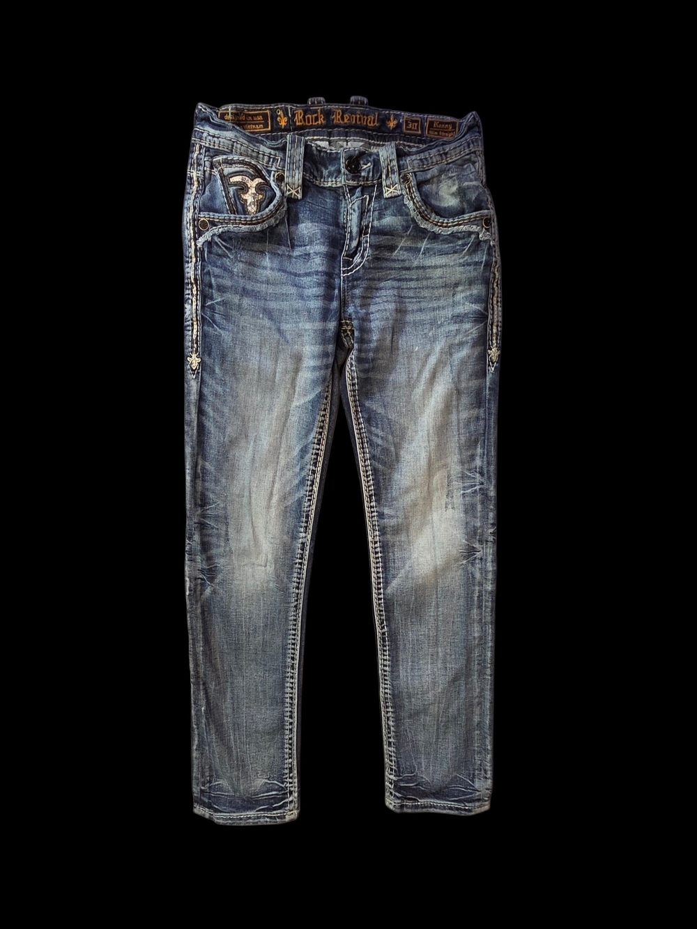 Rock Revival "Kenny" Men's Washed Blue Slim Straight Jeans